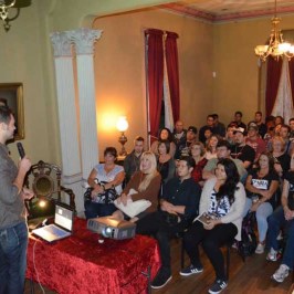 a group of people in a room