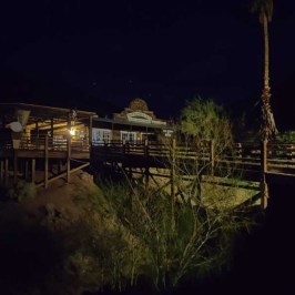a close up of a bridge in the night sky