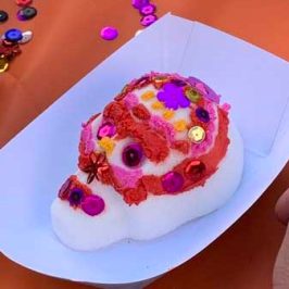 a donut sitting on top of a table