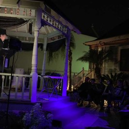 a store front at night