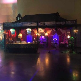 a lit up city at night