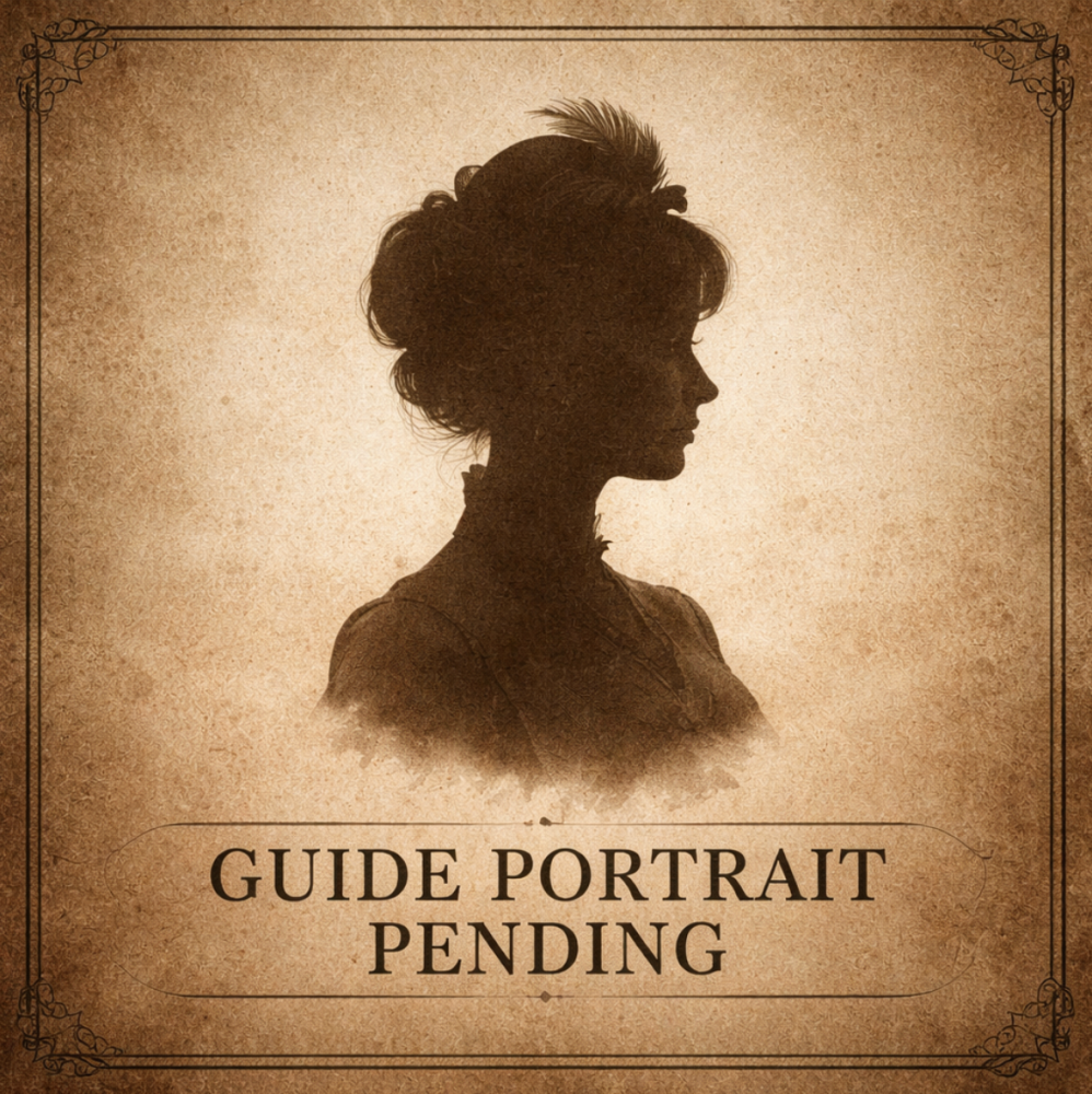Victorian-style silhouette portrait of a woman with feathers in hair.